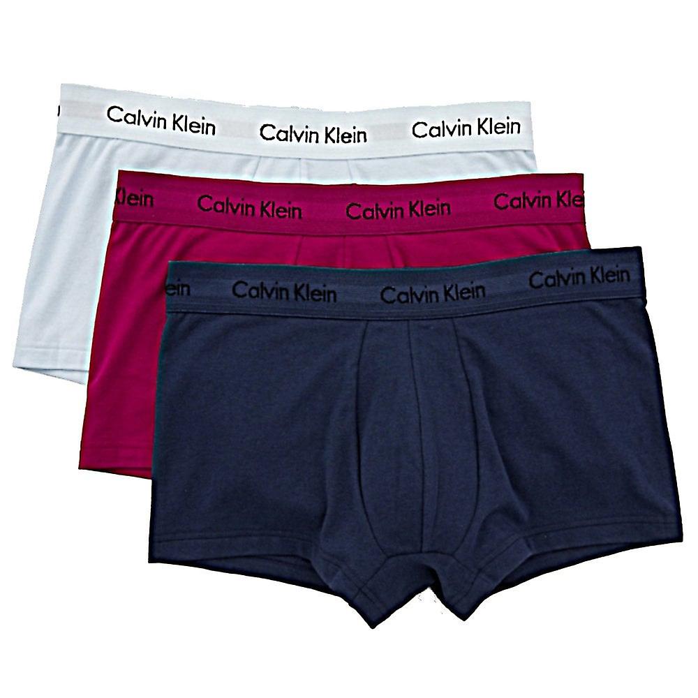 Calvin Klein 3 Pack Cotton Stretch – Low Rise Trunks ( Blue/Navy/Purple )