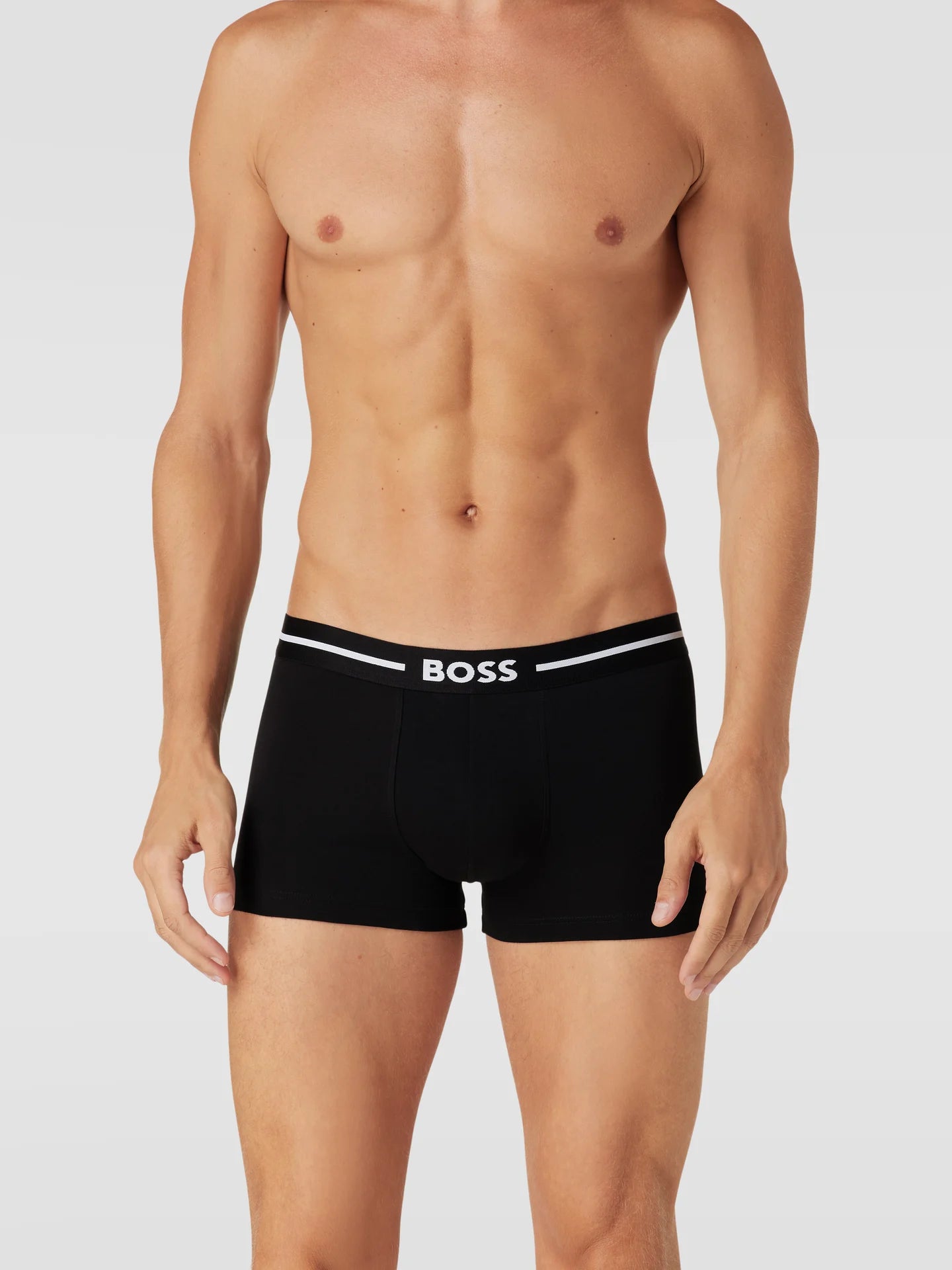 Boss - 3 Pack of Stretch Cotton Trunks with Logo Waistbands - Red/Navy/Blue