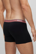 Boss 3 Pack of Stretch Cotton Boxer Briefs - Black Coloured Waistband