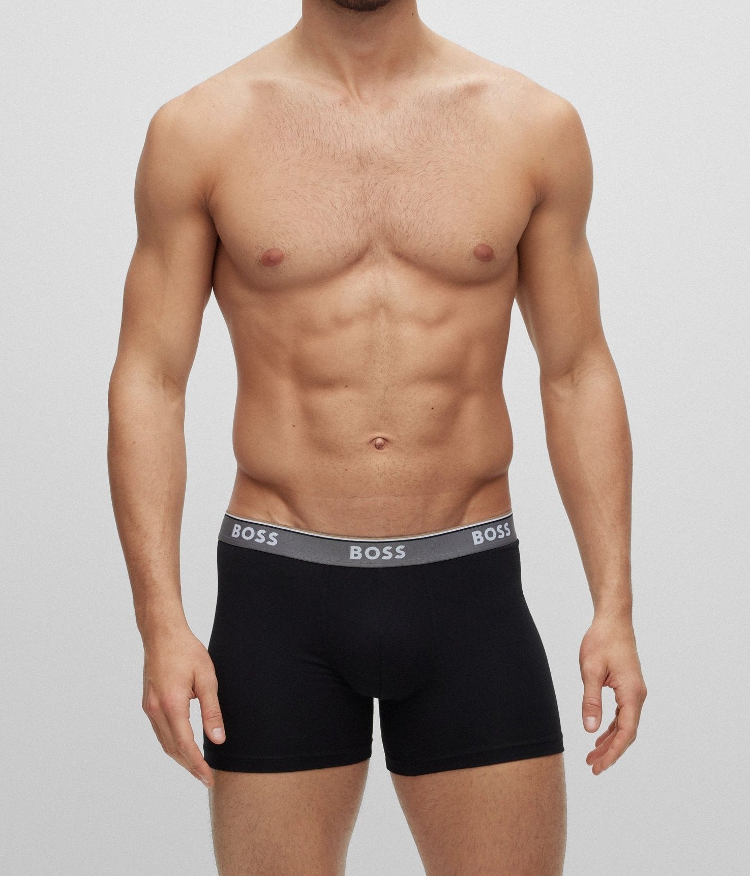 Boss 3 Pack of Stretch Cotton Boxer Briefs - Black Coloured Waistband