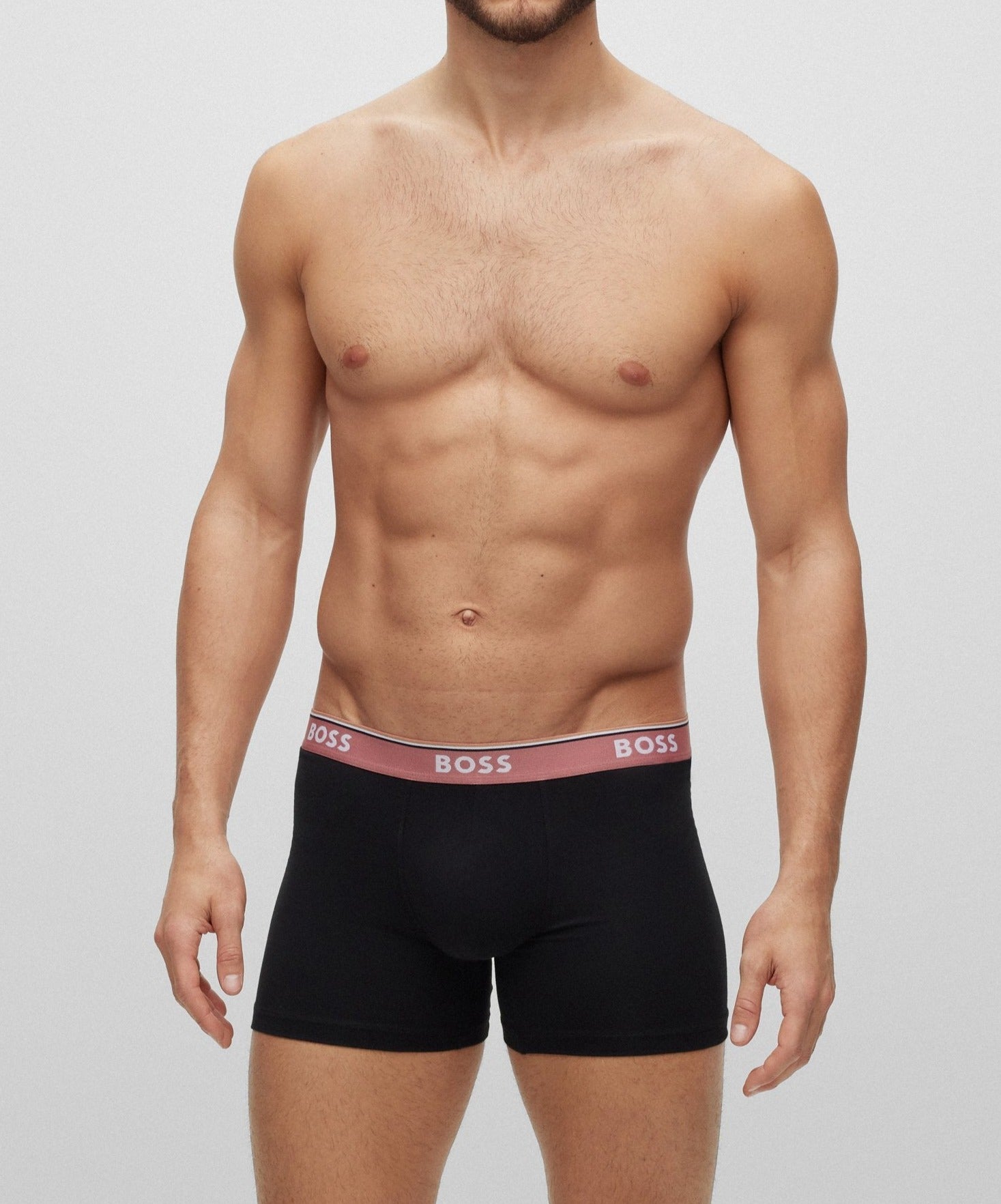 Boss 3 Pack of Stretch Cotton Boxer Briefs - Black Coloured Waistband