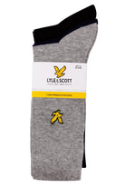 Lyle & Scott 3 Pack Angus Socks with Eagle Embroidery - Grey Marl - Peacoat - Black