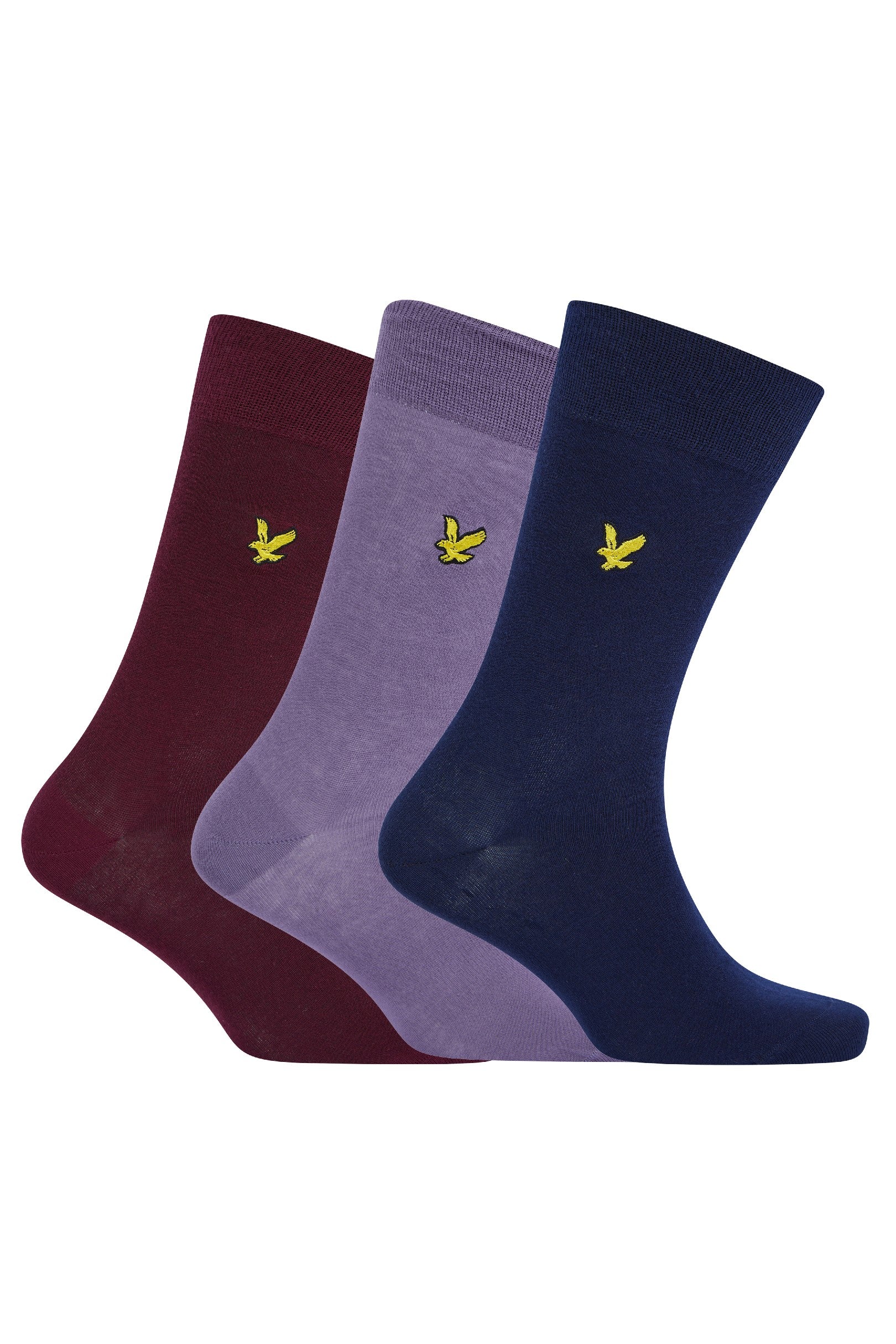 Lyle & Scott 3 Pack Angus Crew Socks - Peacoat/Wine Tasting/Purple Sage ( UK 7-11 )