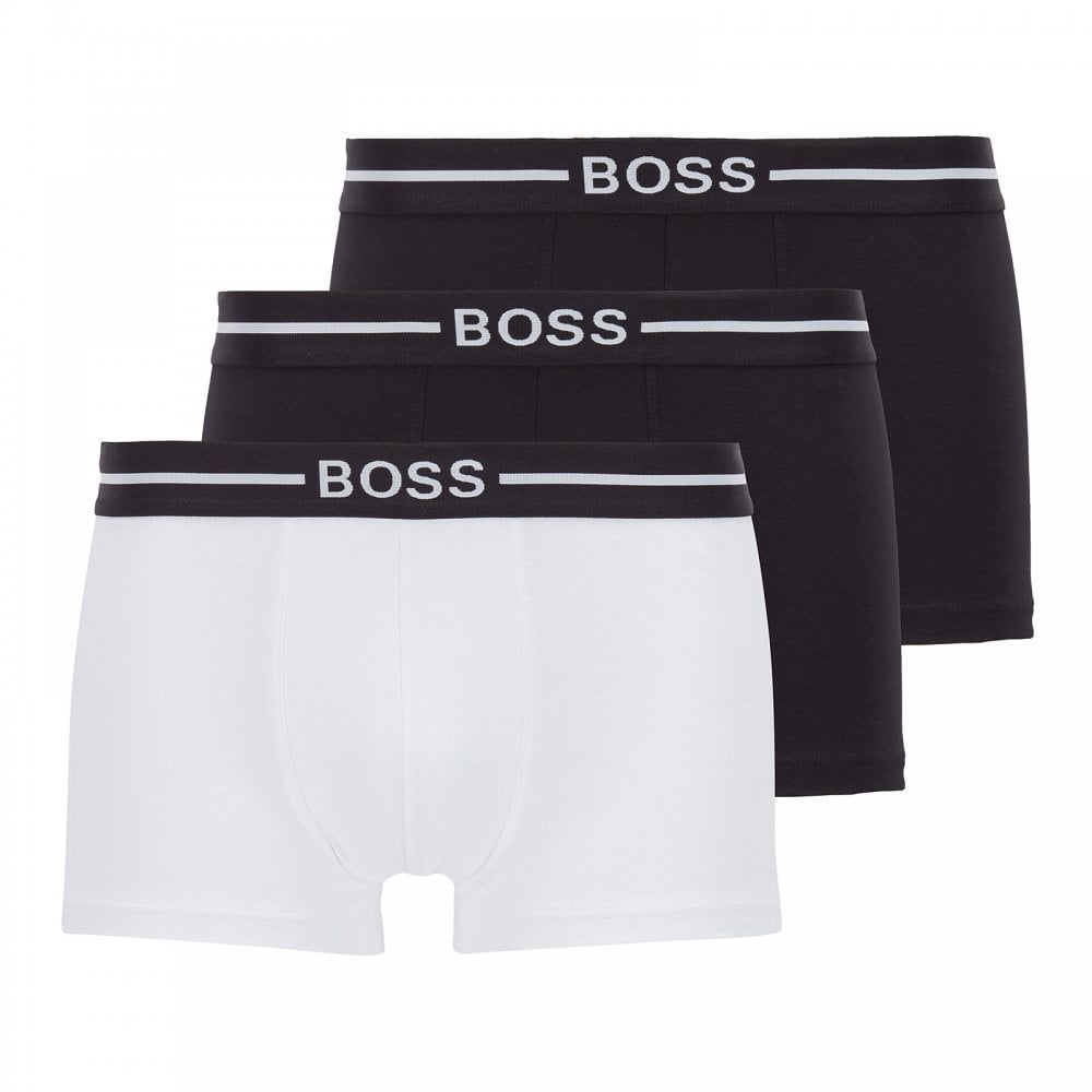 BOSS Men's - 3 Pack Organic Cotton Trunks - Black/White/Black