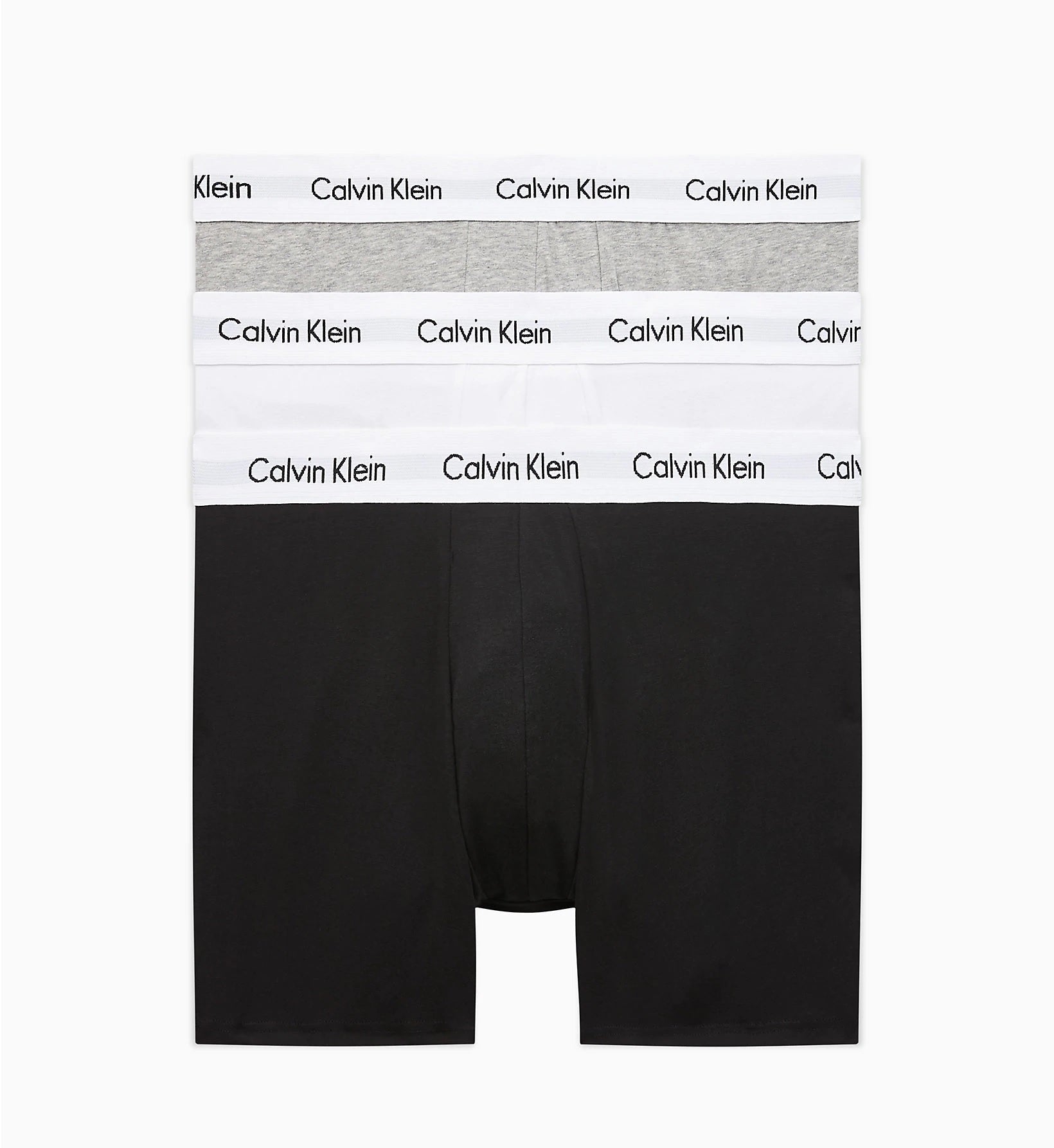 Calvin Klein 3 Pack Cotton Stretch - Longer Leg Boxer Brief Shorts ( BLACK / WHITE / GREY )