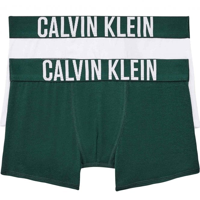 CALVIN KLEIN 2 PACK BOYS BOXER TRUNKS – INTENSE POWER ( Green/white )