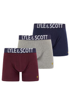 Lyle & Scott 3 Pack Daniel Men's Boxer Shorts - Wine Tasting / Grey Marl / Peacoat