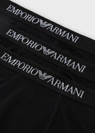 Emporio Armani 3-Pack Pure Cotton Boxer Trunks- Black