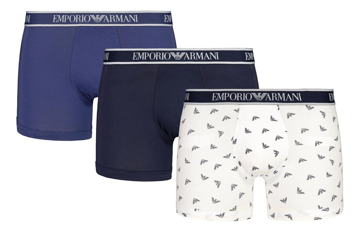 Emporio Armani 3 Pack Boxer Briefs - Blue/Navy/White