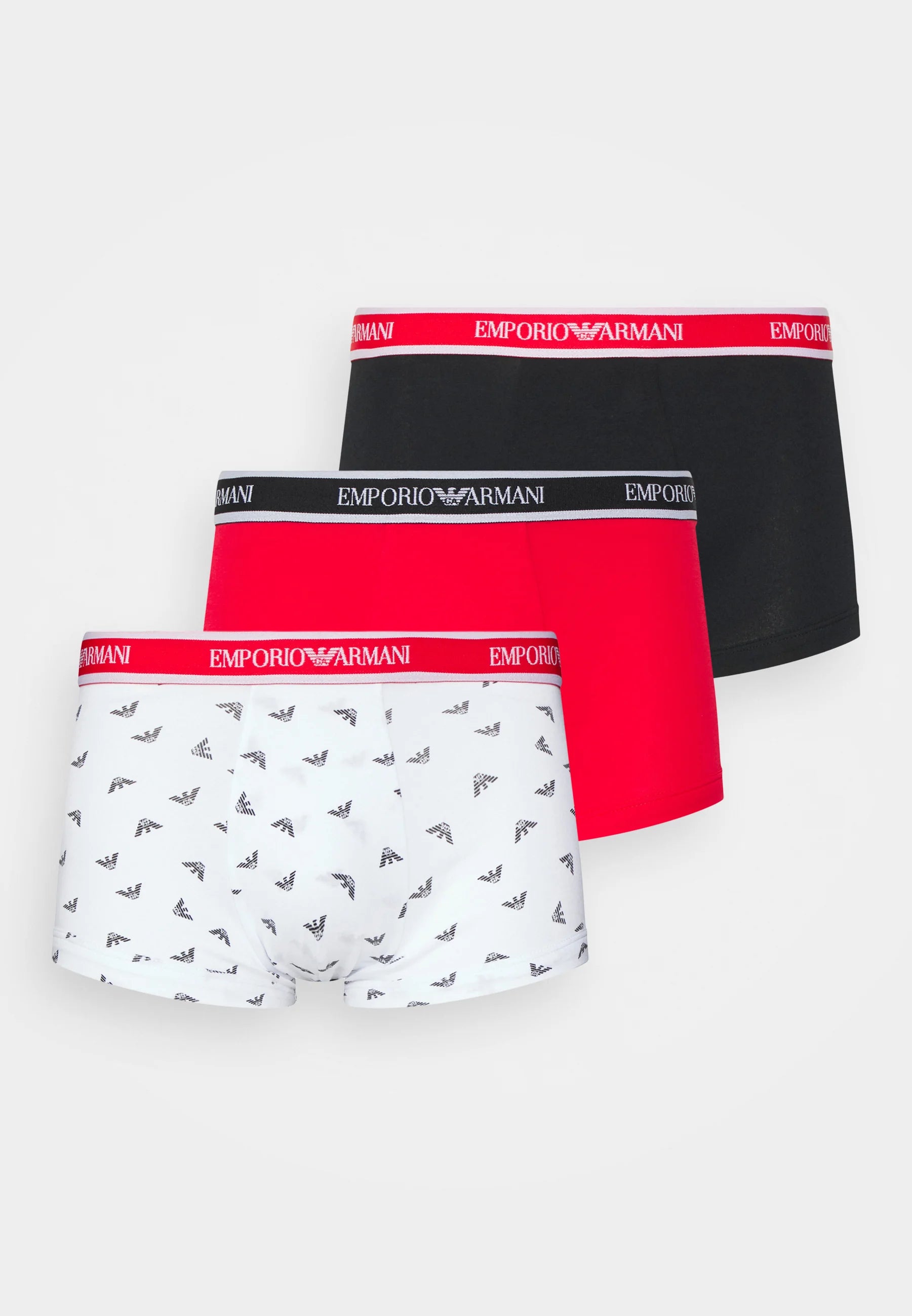 Emporio Armani 3 Pack Trunks - Stretch Cotton with Core Logo-RBW