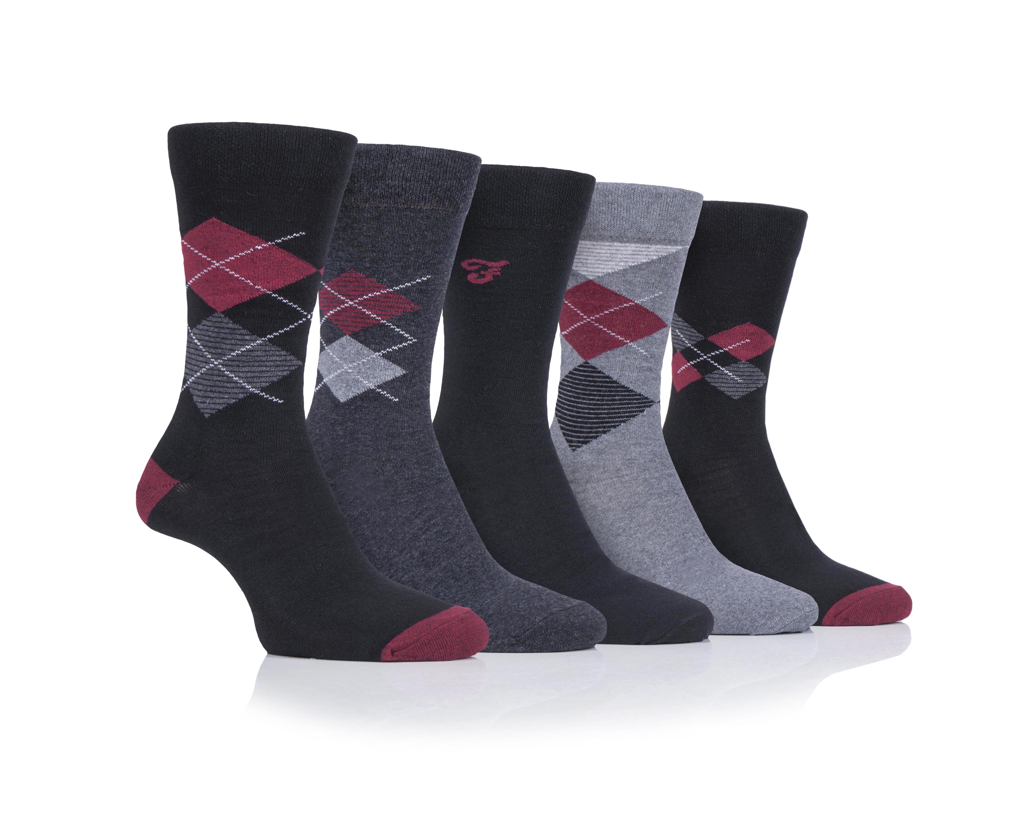 Mens 5 Pack Farah Cotton Rich Argyle Socks