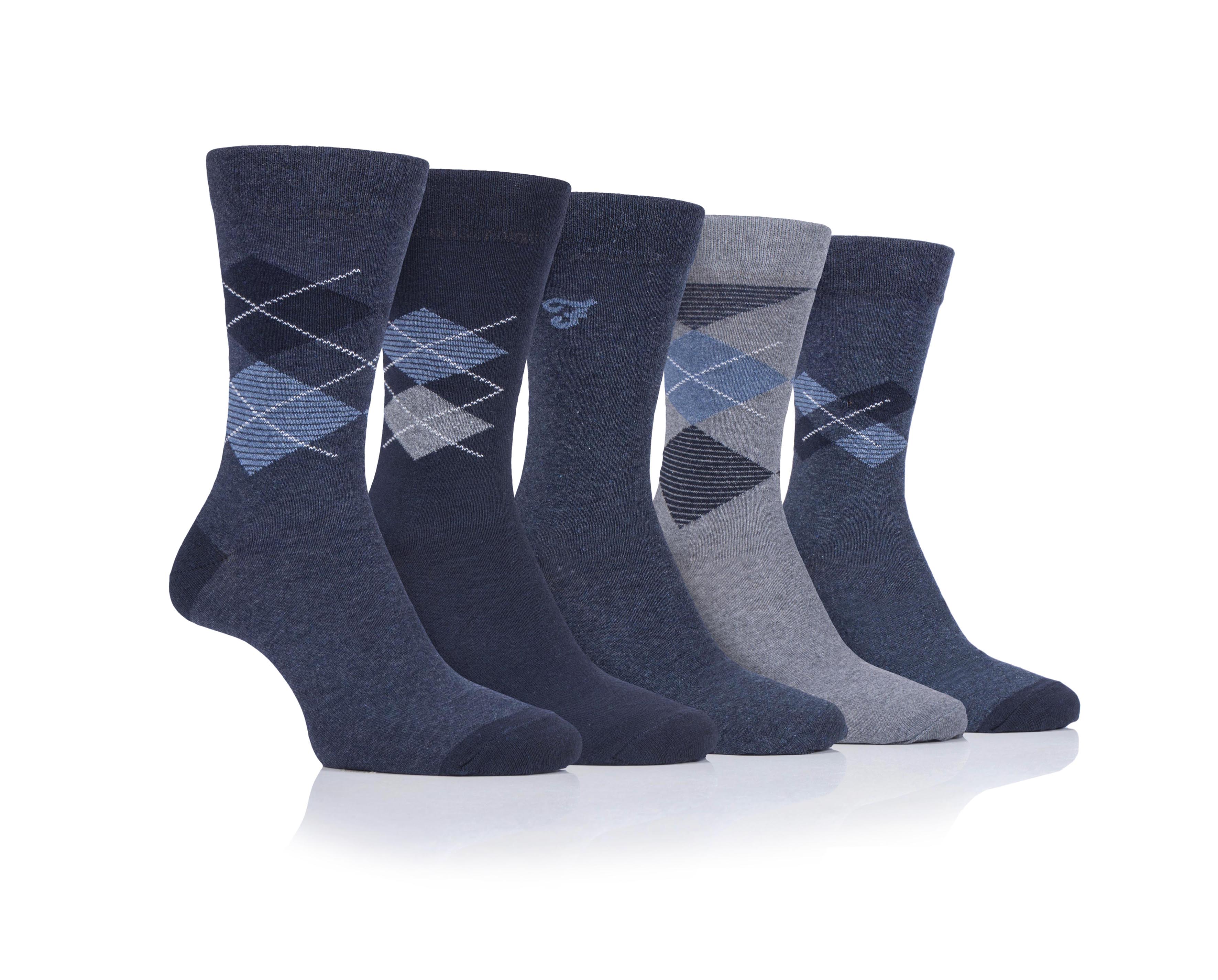 Mens 5 Pack Farah Cotton Rich Argyle Socks