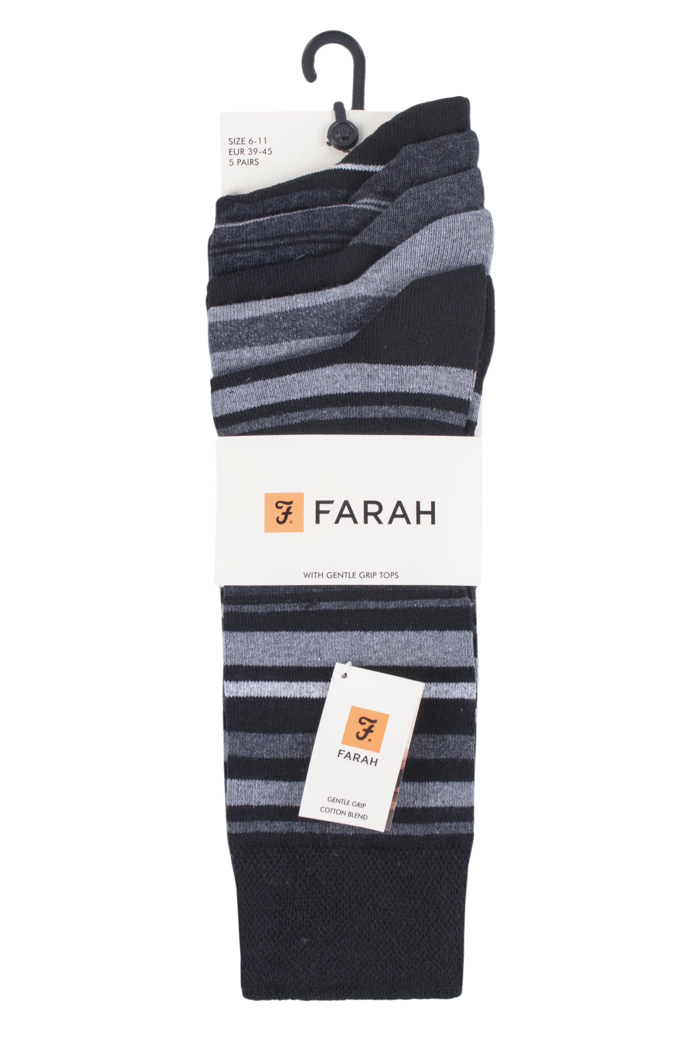 Farah Mens 5 Pack Cotton Rich Stripe Socks