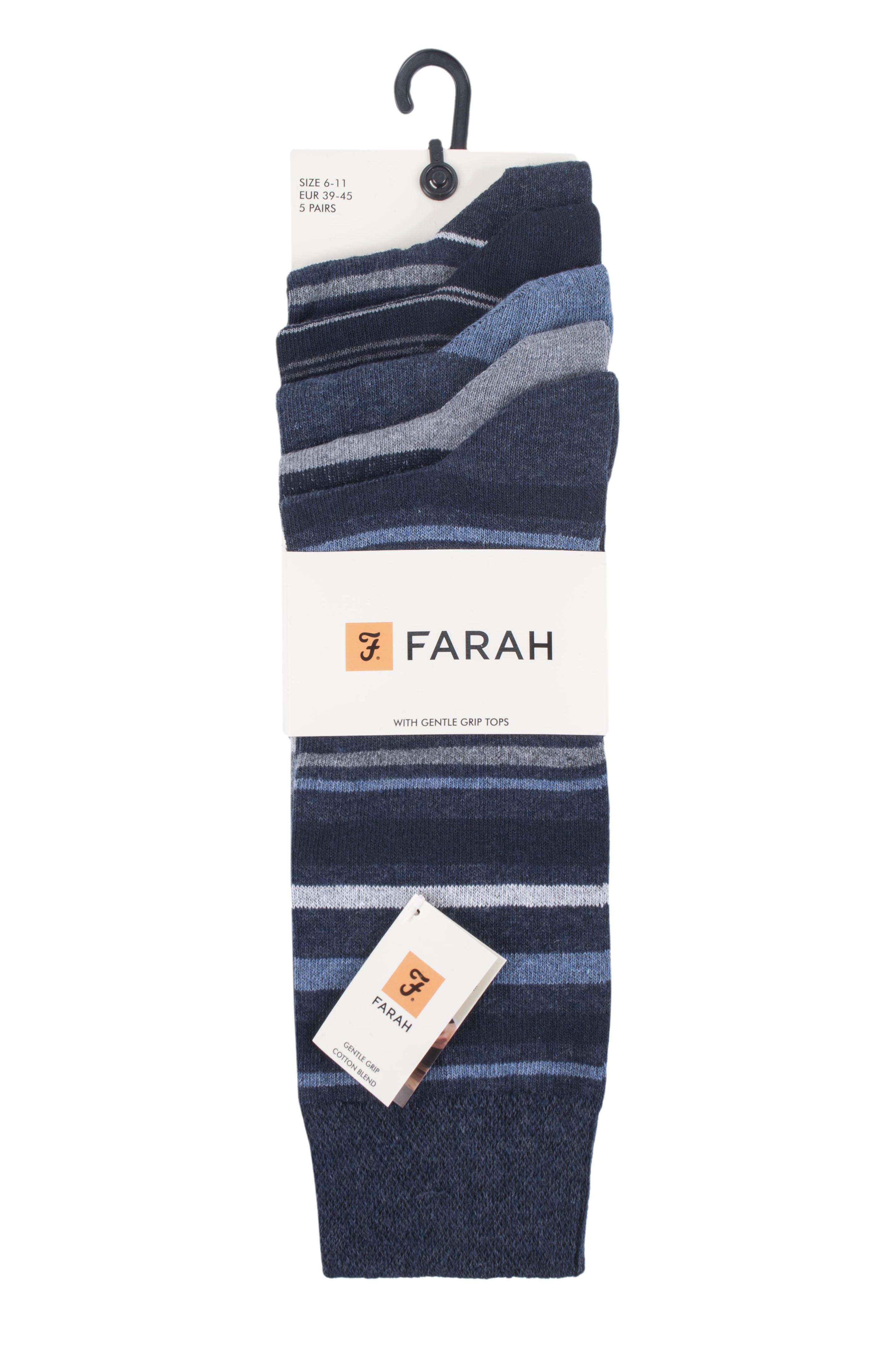 Farah Mens 5 Pack Cotton Rich Stripe Socks