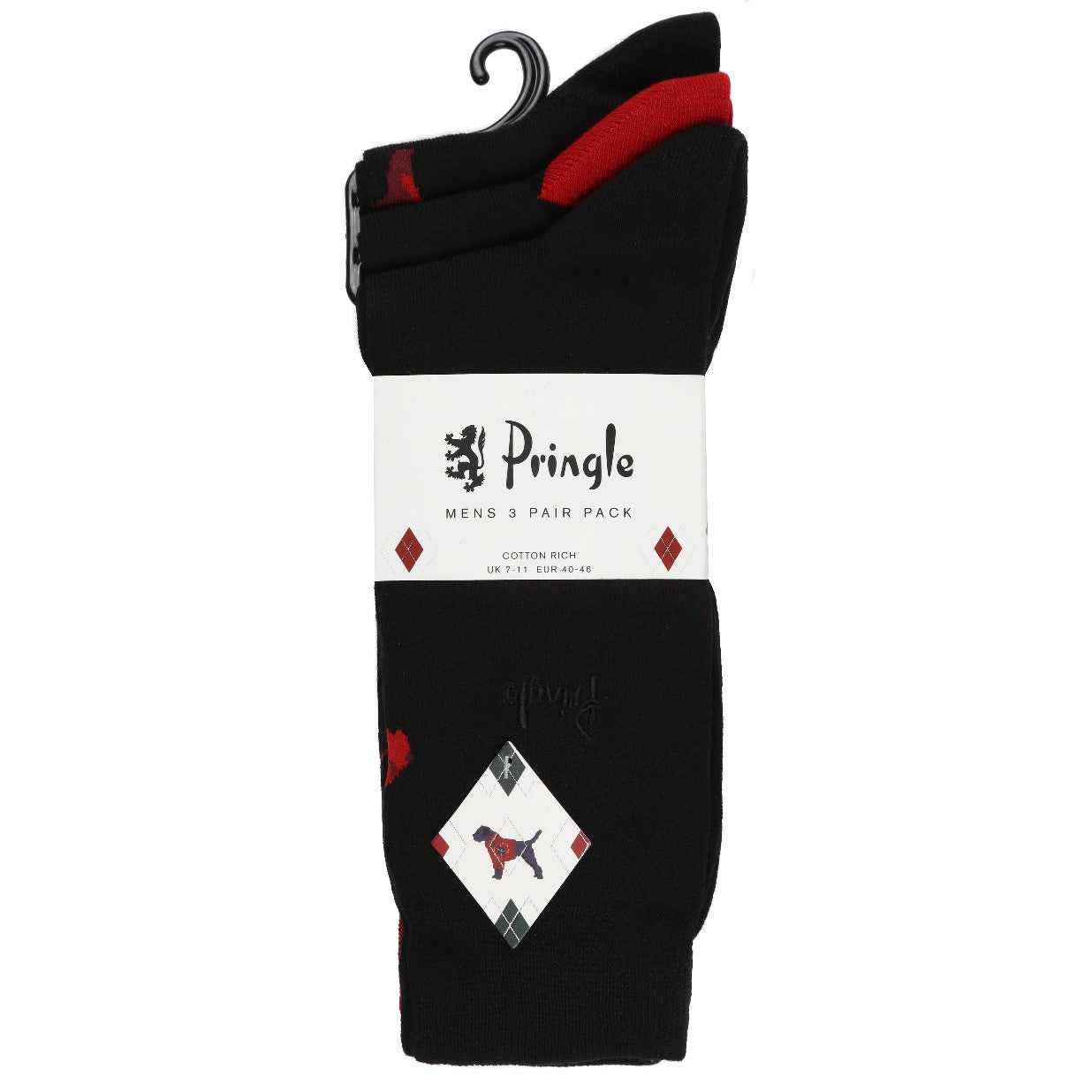 Pringle Mens 3 Pair DOG Hanging Gift Cotton Socks