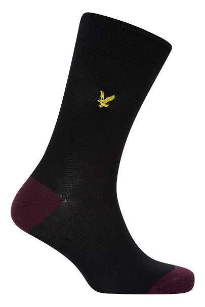 Lyle And Scott Mens Graham Five Pack Crew Socks-Black