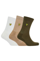 Lyle & Scott 3 Pack Socks - Dark Olive-Whisper White-Incense