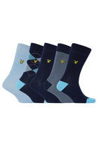 Lyle & Scott 5 Pack Mix Design Socks - Argyle/Chambray Blue/Stripe/Peacoat