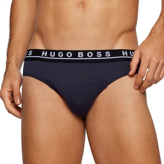 Hugo Boss Stretch Cotton Briefs Pack of 3 – Black / White / Navy