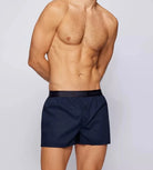 Hugo Boss Two-Pack Woven Boxers / Pyjama Shorts in Cotton Poplin - Dark Blue Stripes