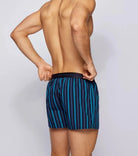 Hugo Boss Two-Pack Woven Boxers / Pyjama Shorts in Cotton Poplin - Dark Blue Stripes