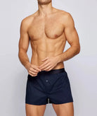 Boss Two-Pack Boxers / Pyjama Shorts in Cotton Poplin - Dark Blue Checks