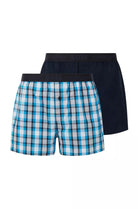 Hugo Boss Two-Pack Woven Boxers / Pyjama Shorts in Cotton Poplin - Turquoise