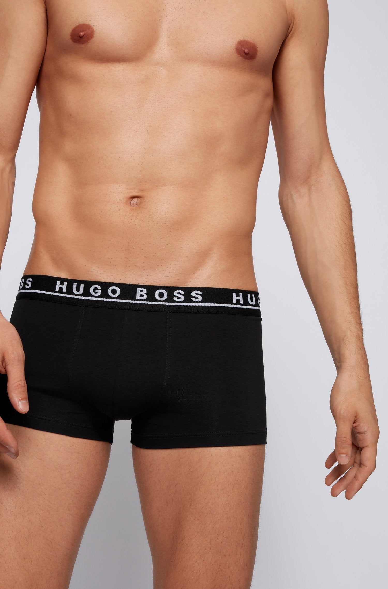 HUGO BOSS Stretch Cotton Boxer Trunks, Pack of 3 - ( Black / White / Grey )