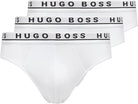 BOSS Men's - 3 Pack Stretch Cotton Briefs with Logo waistbands - White