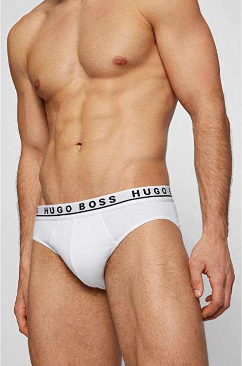 BOSS Men's - 3 Pack Stretch Cotton Briefs with Logo waistbands - White