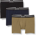 Boss 3 Pack of Stretch-Cotton Boxer Briefs - Olive/Black/Blue - 976