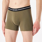 Boss 3 Pack of Stretch-Cotton Boxer Briefs - Olive/Black/Blue - 976