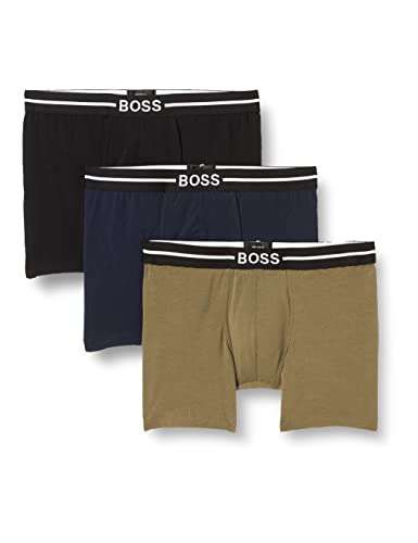 Boss 3 Pack of Stretch-Cotton Boxer Briefs - Olive/Black/Blue - 976