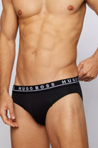 Hugo Boss Stretch Cotton Briefs Pack of 3 – Black with Grey