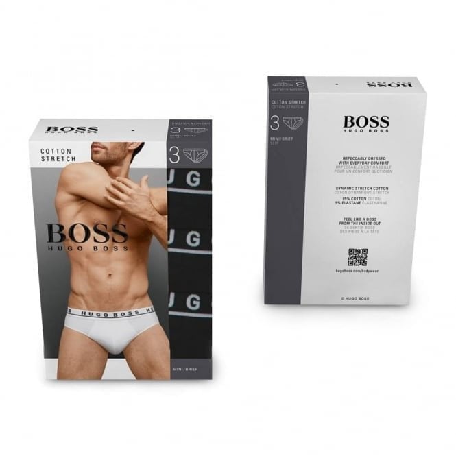 Hugo Boss Stretch Cotton Briefs Pack of 3 – Black