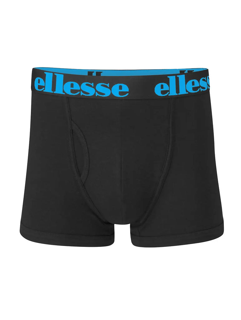 Ellesse Men's Hali 3 Pack Trunks Black with Coloured Logo