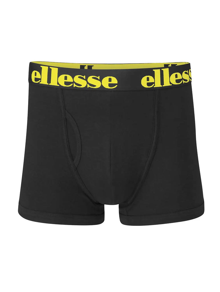 Ellesse Men's Hali 3 Pack Trunks Black with Coloured Logo