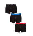 Jeff Banks 3 Pack Men's Marlow Button Boxer Shorts- Black Contrast