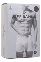 Jeff Banks 3 Pack Men's Marlow Button Boxer Shorts- Black Contrast