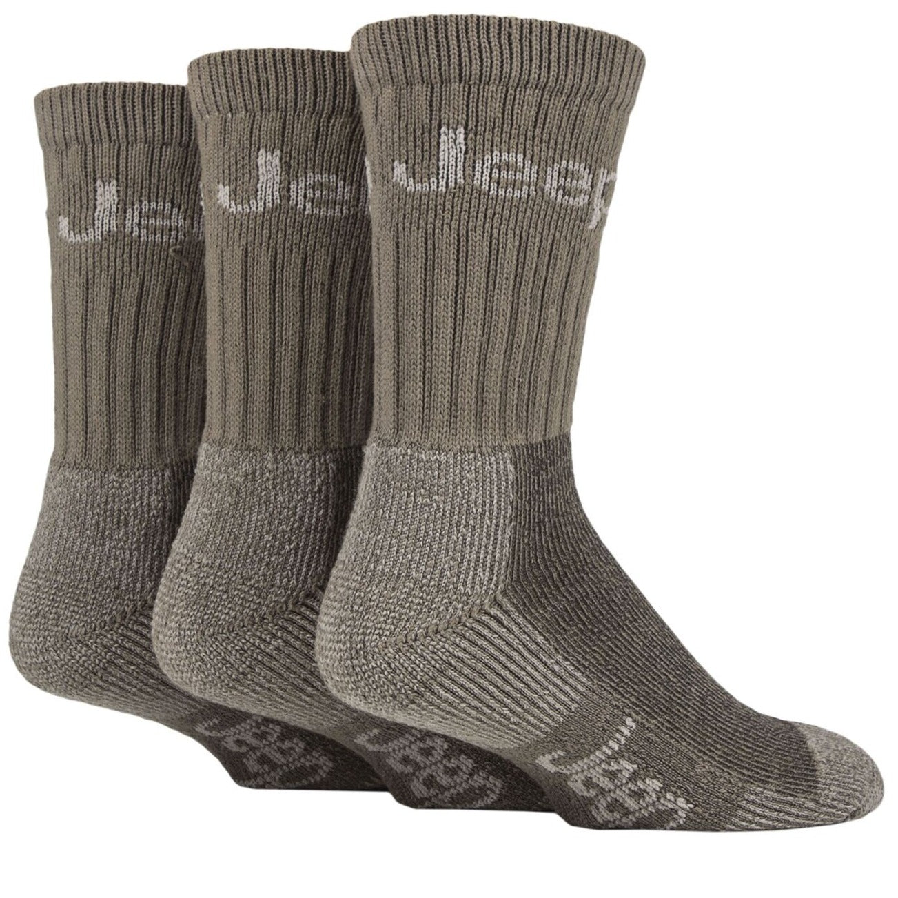 Jeep JM273 Luxury Mens 3 Pack Terrain Socks for Hiking Boots - Khaki/Sand