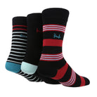 Pringle 3 Pair Striped and Spotted Bamboo Socks - Black/Purple