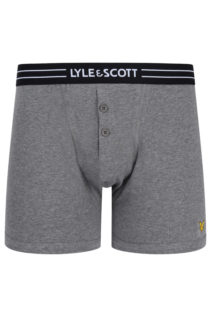 Lyle & Scott 3 Pack Lewis Men's Button Fly Boxers - Black / Bright White / Grey Marl