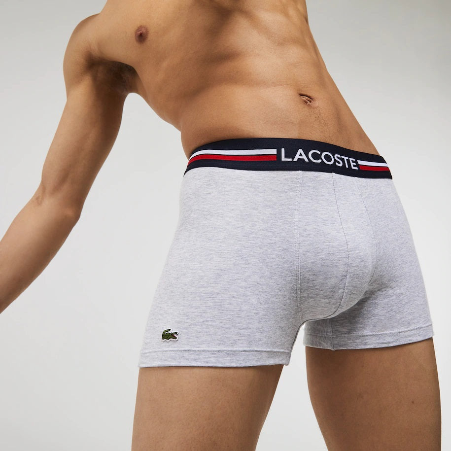 Lacoste - 3 Pack Iconic Trunks With Three-Tone Waistband - Blue/Grey/R –  Trunks and Boxers