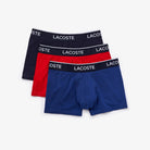 Lacoste 3 Pack Casual Boxer Trunks - Navy / Red Methylene / Blue