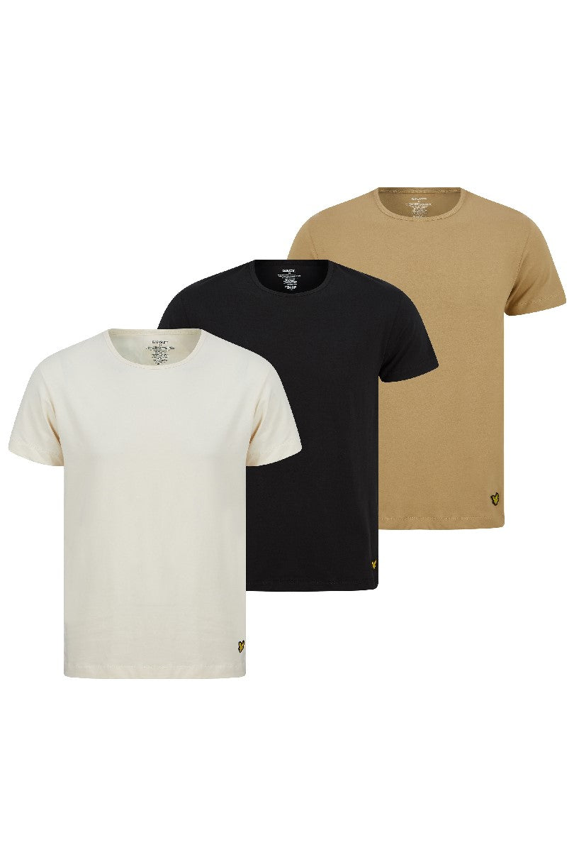 Lyle & Scott 3 Pack Maxwell T Shirts - (Incense / Whisper White / Black)