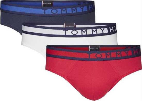 Tommy Hilfiger 3 Pack Cotton Briefs - ( Navy Blazer / White / Tango Red )