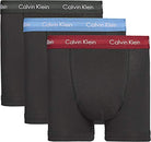 Calvin Klein 3 Pack Men's Trunks - Cotton Stretch - Black with Grey/Rasp /Cobalt