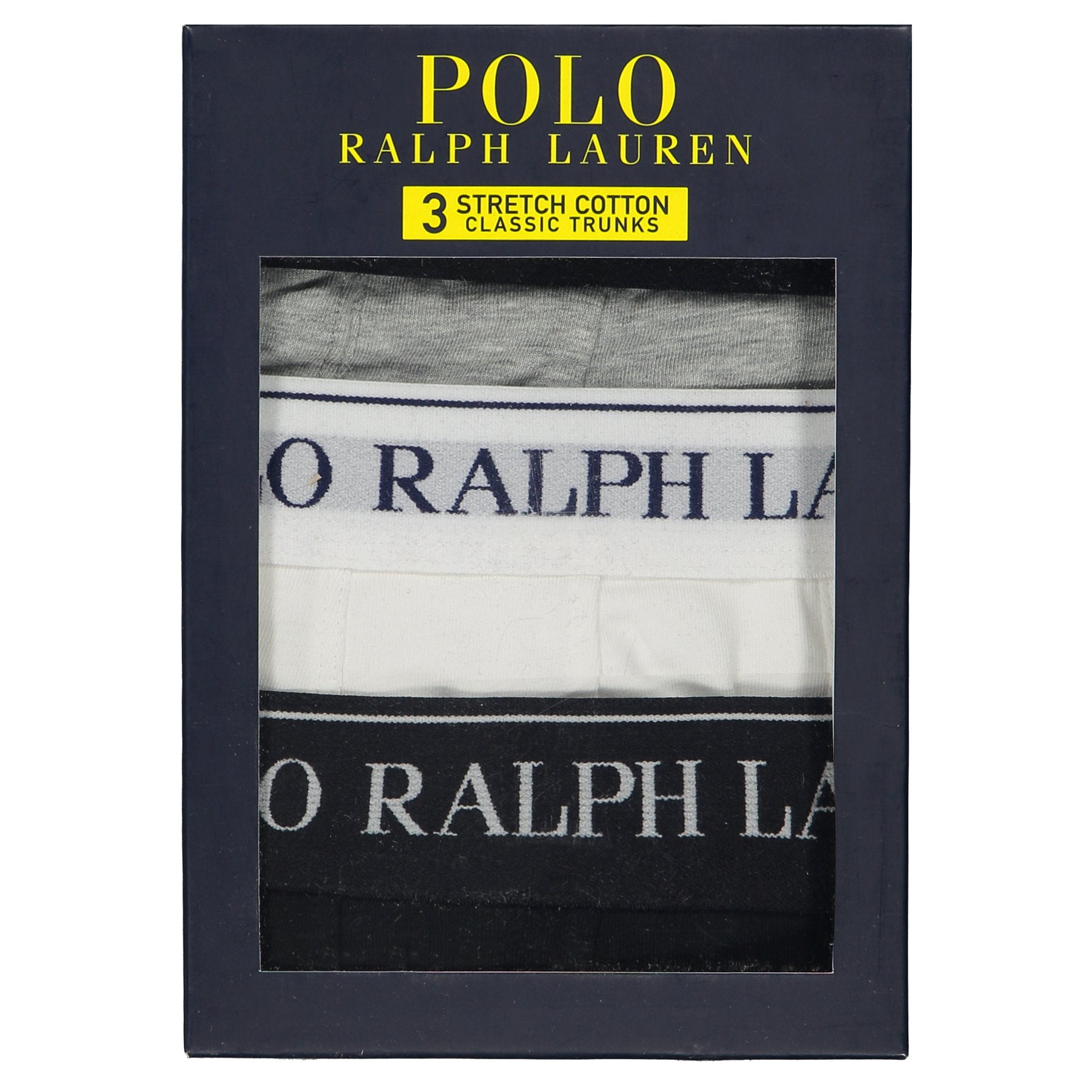 Polo Ralph Lauren Classic Boxer Trunks 3-Pack - White/ Grey Heather/Black