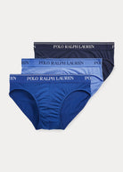 Polo Ralph Lauren Underwear 3-Pack Low Rise Stretch-Cotton Briefs -Navy/Sapphire/Blue