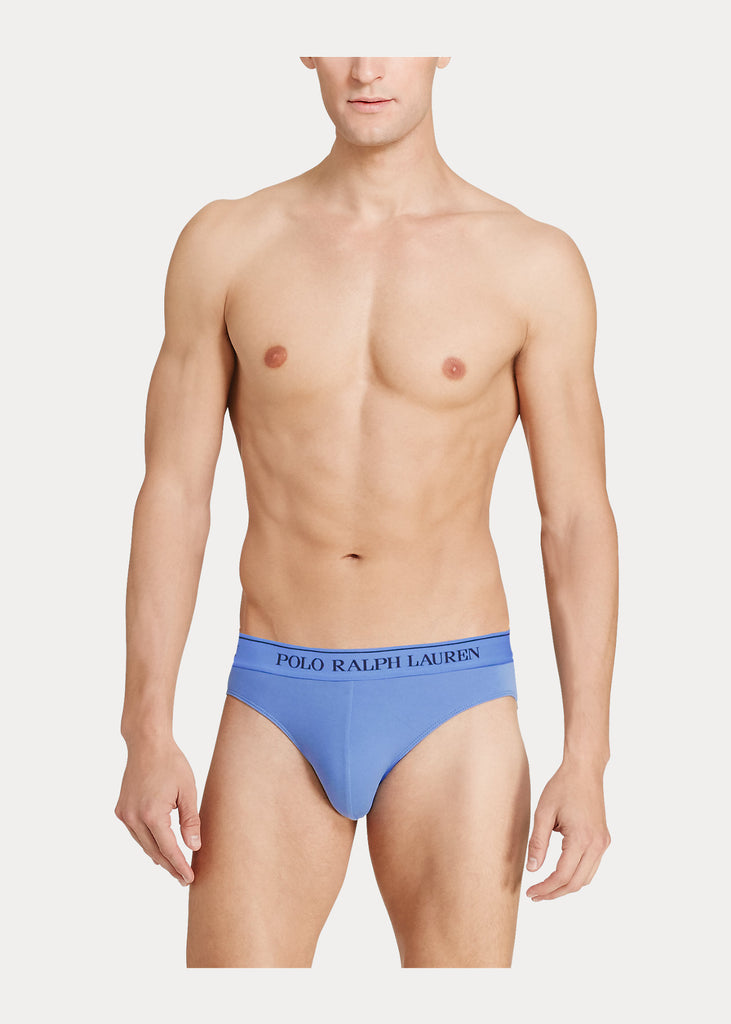 Polo Ralph Lauren Underwear 3-Pack Low Rise Stretch-Cotton Briefs -Navy/Sapphire/Blue